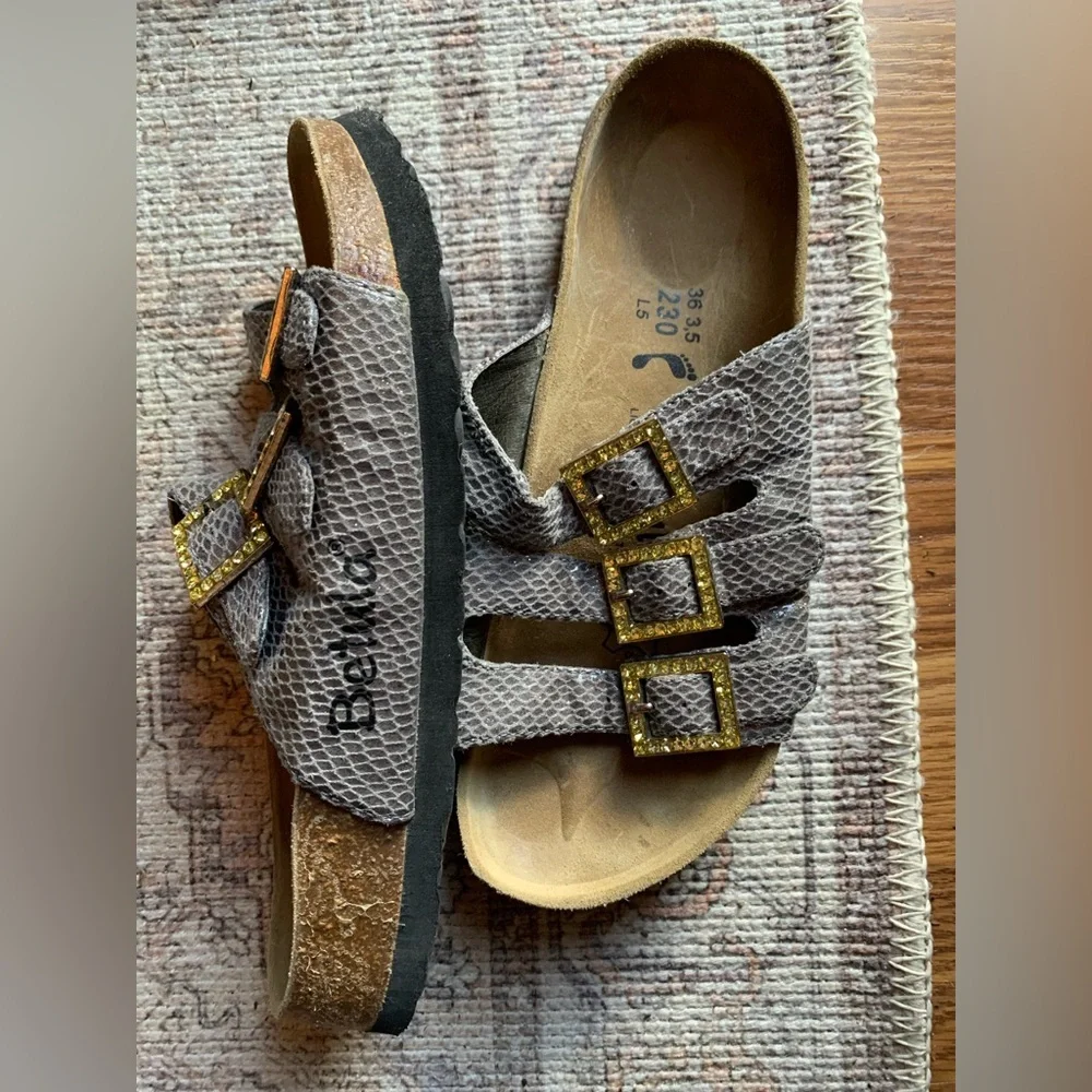 Birkenstock Betula 230 Sandals Slides Gold Buckle Summer Shoes Women Size 5.5 - Picture 2 of 7